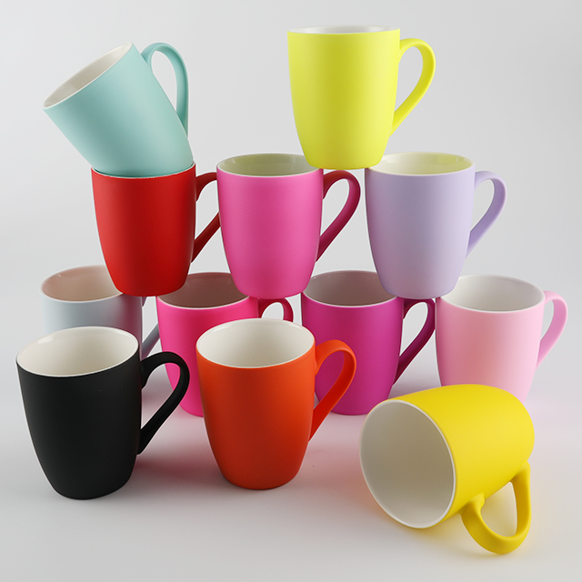 Promotional custom LOGO printed sublimation coffee porcelain ceramic mug Spray Glaze with decal Ceramic Mugs 