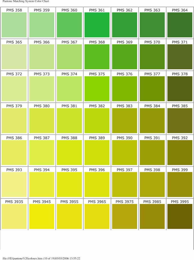 pms color chart 10