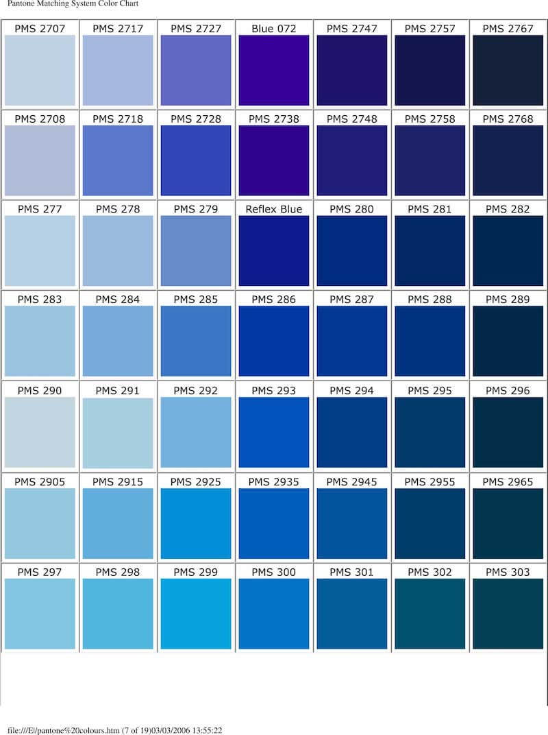pms color chart 7