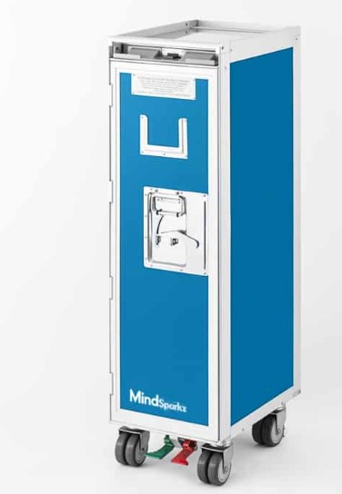 Custom Airline Galley Cart 1 Custom Airline Galley Cart A modern, custom-designed airline galley cart showcasing innovative features and branding elements.