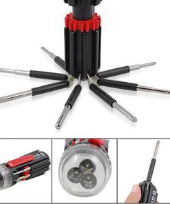 Multi 8 in 1 Screwdriver Set Torch Flashlight
