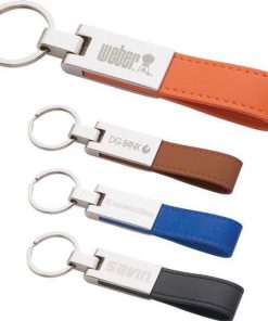 Leatherette Silver Key Ring