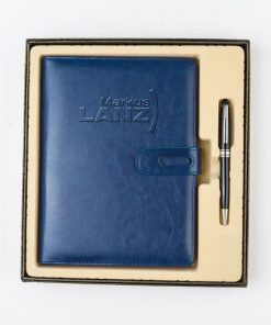 Leather Journal Pen Sets Personalized 10 Corporate Leather Notebook & Roller Pen Gift Set Image 2