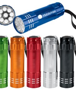 Aluminum 9 LED Flashlight with Strap 14 Promotional 9 LED Aluminum Flashlight Image 2