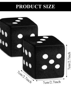 Fuzzy Dice for Rear View Mirror 12 Hanging Square Car Dice with Suction Cup Image 3