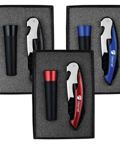 Custom Wine Opener & Vaccum Stopper Set