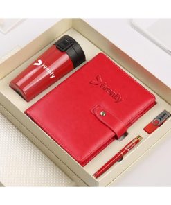 Leather Notebook & 16GB USB Flash Drive Gift Set with Executive Pen & Vaccum Cup Image 1
