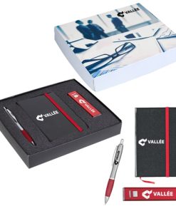 Custom Leather Journal & Power Bank Gift Set with Pen