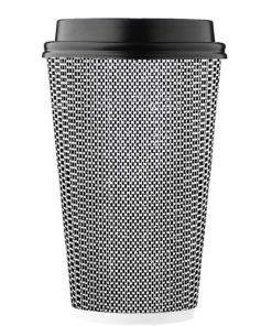16 oz Brown Rippled Double Wall Paper Cups with Lid 14 16 oz Geometric Pattern Paper Cup with Lid Image 5