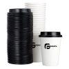 White 12 Oz Paper Coffee Cups With Recyclable Dome Lids 2 12 Oz Paper Cups With Recyclable Dome Lids