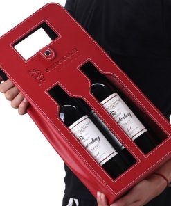 Leather 2 Wine Carrying Tote Image 1