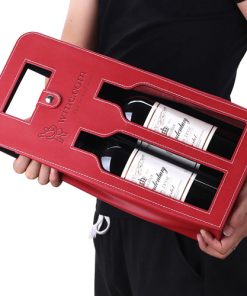 Leather Wine Tote 12 Leather 2 Wine Carrying Tote Image 2