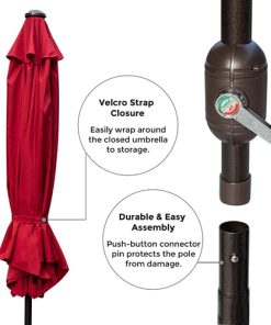 Push Button Auto-open - Market Umbrellas 17 Outdoor Table Umbrella with Push Button Image 6