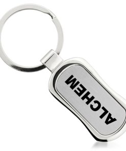 Rectangle Chrome Finish Metal Keychain