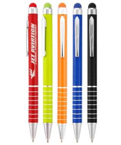 Chrome Ring Twist Action Pen With Stylus