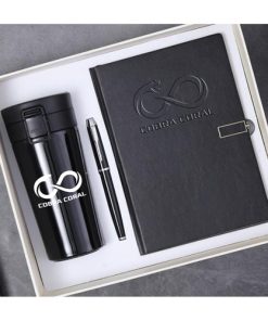 A5 Size Leather Diary & Pen Gift Set with Thermos Mug