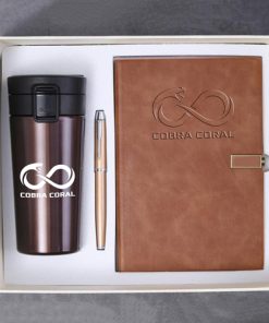 A5 Size Leather Diary & Pen Gift Set with Thermos Mug Image 1