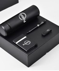 Corporate Vaccum Bottle & 8GB Flash Drive Gift Set with Pen & Card Holder