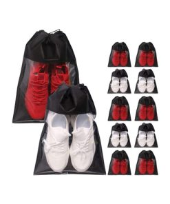 Custom Portable Clear Window Drawstring Shoe Bags for Travelling