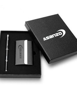 Classic Leather Card Holder Gift Set with Pen