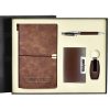 PU Leather Diary Card Holder Set with Leather Keychain Pen 1 PU Leather Diary & Card Holder Set with Leather Keychain & Pen