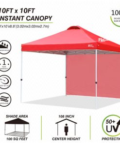 Durable Pop Up Canopy with 1 Removable Sidewall 10 Outdoor Canopy with 1 Side Wall and Carry Bag Image 2