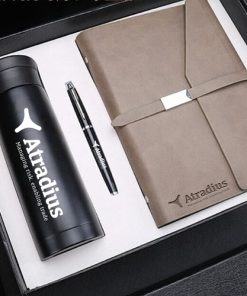 3Pcs Set Thermos Cup with Pen Notebook Gift Box 12 Corporate Notebook, Pen & Thermos Gift Set Image 4