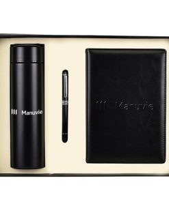 A5 Size PU Leather Diary & Pen Set with Vaccum Bottle