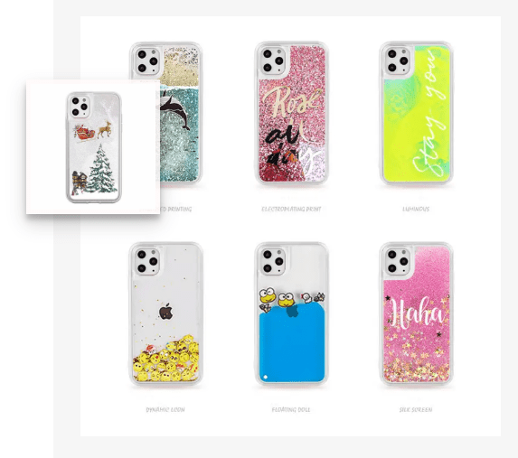 도매 맞춤 전화 케이스 7 Flowing Liquid Sand Glittering Snowflake Gelly Cases