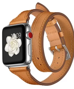Wholesale Custom Leather Double Wrap Bands – Elevate Your Apple Watch Style 19 apple watch leather double wrap band
