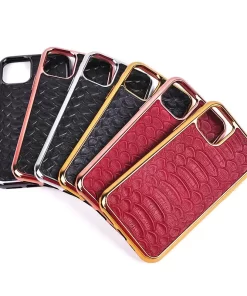 Real Leather iPhone Case Wholesale in China 14 genuine leather phone case in crocodile pattern