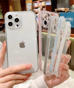 wholesale distributors cell phone cases side clear sparkly phone case 31 iphone 12 pro max clear glitter case 1