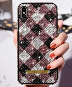 Błyszcz stylowo dzięki hurtowym etui do iPhone’a 11 z brokatem i kryształkami z Chin 12 lamorous rhinestone iphone 11 case in classic check pattern 3