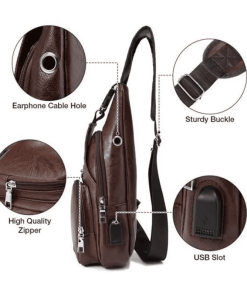 حقيبة ظهر ضد السرقة مع منفذ شحن USB 14 leather 2 2 1