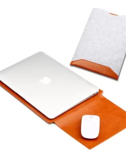 Elevate Your MacBook with Wholesale Custom Leather Felt MacBook Sleeves 18 luxurious black felt macbook sleeve timeless appeal