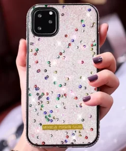 Alternative view of Descubra o glamour: capas para iPhone com glitter da moda no atacado em capa com glitter rosa da China