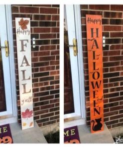 Alternative view of reversible fall and christmas porch sign