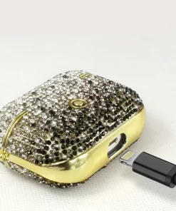 Elevate Style with Wholesale Rhinestone Airpods Case 29 rhinestone airpods pro case with gold carabiner