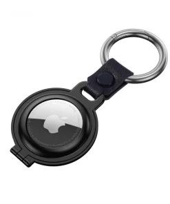 Elevate Security with Metal AirTag Holder | Wholesale China 14 sleek silver electroplated keychain accessory