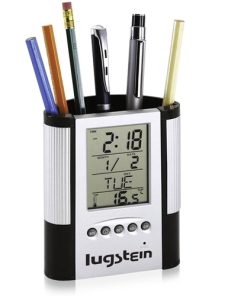 Ritzy Pen Holder With Clock