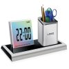 Colorful LED Desk Clock Pen Holder 1 Colorful LED Desk Clock Pen HolderÂ
