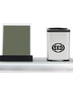 Colorful LED Desk Clock Pen Holder Image 1