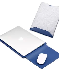 Eleve o seu MacBook com capas de feltro de couro personalizadas para MacBook no atacado 19 wholesale custom leather sleeve business in blue 4